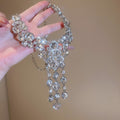 Sparkling Rhinestone Round Tassel Pendant Alloy Necklace, Elegant Light Luxury Sweater Chain view 4