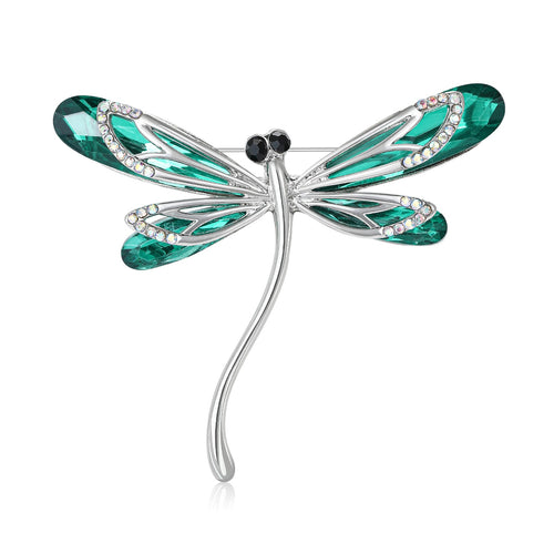 Alloy Glass Dragonfly Brooch Pin For Coat And Sweater Decoration