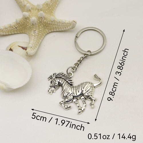 Metal Zebra Horse Keychain Bag Charm