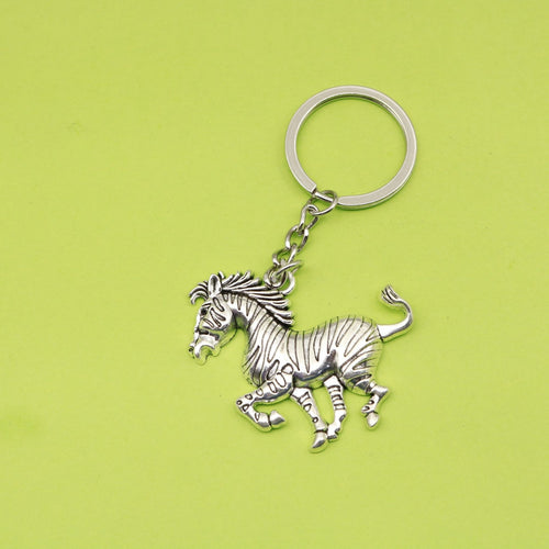 Metal Zebra Horse Keychain Bag Charm