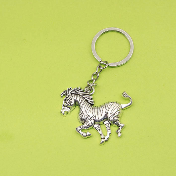 Metal Zebra Horse Keychain Bag Charm