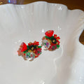 Silver Needle Crystal Beaded Floral Cluster Stud Earrings Light Luxury Elegant Style view 3