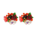 Silver Needle Crystal Beaded Floral Cluster Stud Earrings Light Luxury Elegant Style view 5