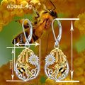 Bee Honey Pot Daisy Drop Earrings For Women, Fresh Two Tone Sunflower Fashion Jewelry view 4