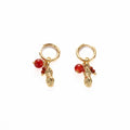 Luxury Alloy Peanut Charm Hoop Earrings With Red Black Bead Accents Elegant Fashion Stud Earrings view 5