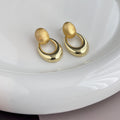 Light Luxury Vintage Alloy Geometric Irregular Oval Drop Stud Earrings For Women Elegant Statement Earrings view 4