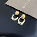 Light Luxury Vintage Alloy Geometric Irregular Oval Drop Stud Earrings For Women Elegant Statement Earrings view 3