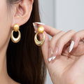 Light Luxury Vintage Alloy Geometric Irregular Oval Drop Stud Earrings For Women Elegant Statement Earrings view 1