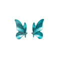 Elegant Vintage Blue Butterfly Alloy Enamel Rhinestone Stud Earrings For Women Unique Statement Earrings view 5