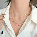 Sparkling Zircon Enamel Flower Teardrop Pendant Copper Necklace Vacation Sweet Collarbone Style view 2