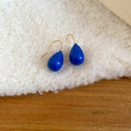 Blue Enamel Teardrop Copper Hook Earrings Vintage Light Luxury OL Commute Jewelry view 4
