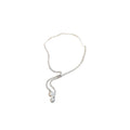 Old Money French Vintage Faux Pearl Round Glass Bead Teardrop Pendant Sweater Necklace view 5