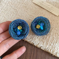 Light Luxury Crystal Gold Wire Spiral Flower Drop Earrings With Silver Pins view 2