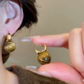 Vintage Maillard Tiger Eye Stone Heart Flower Round Pendant Drop Earrings With Silver Posts view 4