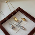 18K Gold Plated Copper Water Drop Pendant Sweater Necklace Minimalist Casual Commuter Jewelry view 2