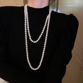 French Vintage Faux Pearl Beaded Sweater Necklace, Elegant Geometric Round Light Luxury Choker view 3