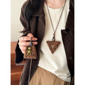 Maillard Style Plush Fabric Geometric Triangle Trapezoid Pendant Sweater Necklace view 2