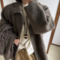 New Chinese Style Leather And Wood Oval Pendant Sweater Necklace Ethnic Retro Long Chain view 3