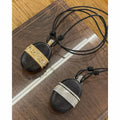New Chinese Style Leather And Wood Oval Pendant Sweater Necklace Ethnic Retro Long Chain view 4