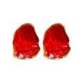 Irregular Red Enamel Alloy Drop Earrings With Silver Pins For Minimalist Office Style view 5
