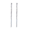 Copper Silver Needle Rhinestone Square Tassel Drop Earrings Light Luxury Minimalist Jewelry view 5