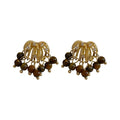Maillard Style Zircon Firework Tiger Eye Tassel Stud Earrings Necklace Jewelry Set For Women view 5