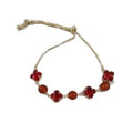 Red Agate Look Artificial Crystal Beaded Flower Adjustable Chinese Style Bangle view 5