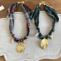 Casual Fabric Geometric Sun Pendant Sweater Necklace, Unique Minimalist Trendy Choker view 4