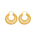 18K Gold Plated Copper Hollow Round Woven Ear Cuff Earrings Light Luxury Geometric Metal Style view 5