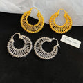 18K Gold Plated Copper Hollow Round Woven Ear Cuff Earrings Light Luxury Geometric Metal Style view 4