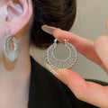 18K Gold Plated Copper Hollow Round Woven Ear Cuff Earrings Light Luxury Geometric Metal Style view 3