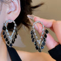 18K Gold Plated Copper Teardrop Zircon Stud Earrings With Silver Posts Vintage Court Light Luxury view 4