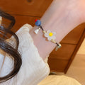 Vacation Style Mixed Material Resin Stone Beaded Flower Heart Bracelet Sweet Fashion Jewelry view 1