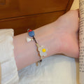 Vacation Style Mixed Material Resin Stone Beaded Flower Heart Bracelet Sweet Fashion Jewelry view 3