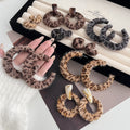 Vintage Luxury Plush Leopard Print C-Shaped Alloy Hoop Earrings For Women Winter Statement Earrings view 1
