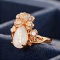 Lucky Clover Three Leaf Faux Opal Ring For Women, Elegant Fairy Style Hot Selling Finger Jewelry view 3