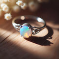 Round Geometric Faux Opal Ring For Women Heart Line Metal Style Korean Vintage Fashion Jewelry view 1