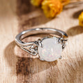 Round Geometric Faux Opal Ring For Women Heart Line Metal Style Korean Vintage Fashion Jewelry view 3