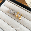 18K Gold Plated Copper Teardrop Pendant Drop Earrings For Women Minimalist Light Luxury Style view 4