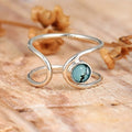 Minimalist Adjustable Open Ring For Women Faux Natural Stone Simple Line Finger Jewelry view 2
