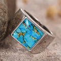 Faux Turquoise Marble Square Ring For Women Vintage Fashion Thumb Ring Unisex Style Jewelry view 3