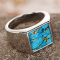 Faux Turquoise Marble Square Ring For Women Vintage Fashion Thumb Ring Unisex Style Jewelry view 2