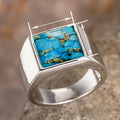 Faux Turquoise Marble Square Ring For Women Vintage Fashion Thumb Ring Unisex Style Jewelry view 4