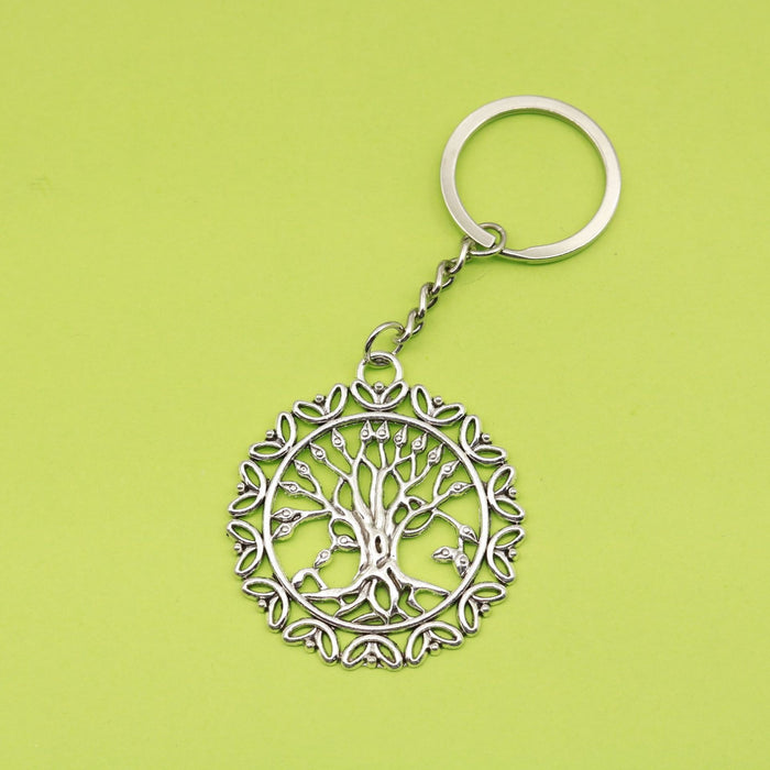 Metal Round Tree Of Life Keychain Bag Charm Gift