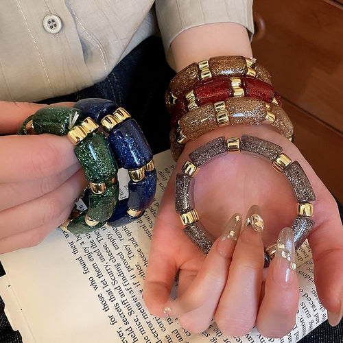 Light Luxury Acrylic Geometric Spliced Round Bangle For Vintage OL Fashion Jewelry