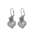 Copper Zircon Crown Heart Pendant Earrings For Women Light Luxury Minimalist European Style view 5