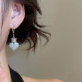 Copper Zircon Crown Heart Pendant Earrings For Women Light Luxury Minimalist European Style view 3