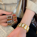 Light Luxury Vintage Alloy Enamel Star Trapezoid Elastic Rope Bangle Geometric Bracelet view 2