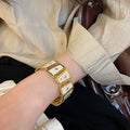 Light Luxury Vintage Alloy Enamel Star Trapezoid Elastic Rope Bangle Geometric Bracelet view 4