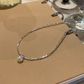 Korean Light Luxury Zircon Pearl Sweater Necklace With Round Geometric Sparkle Design view 4